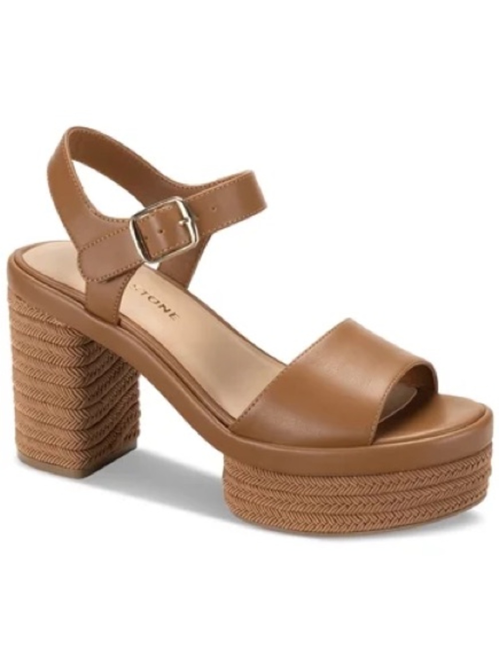 Sun + Stone Platform Block Heel Sandal Tan Boho Womens Size 11